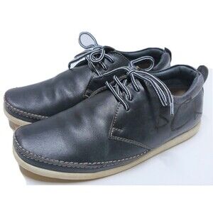 Buckaroo MORGEN Lace up men's leather sneakers oxfords walking, 41 / 8 navy blue